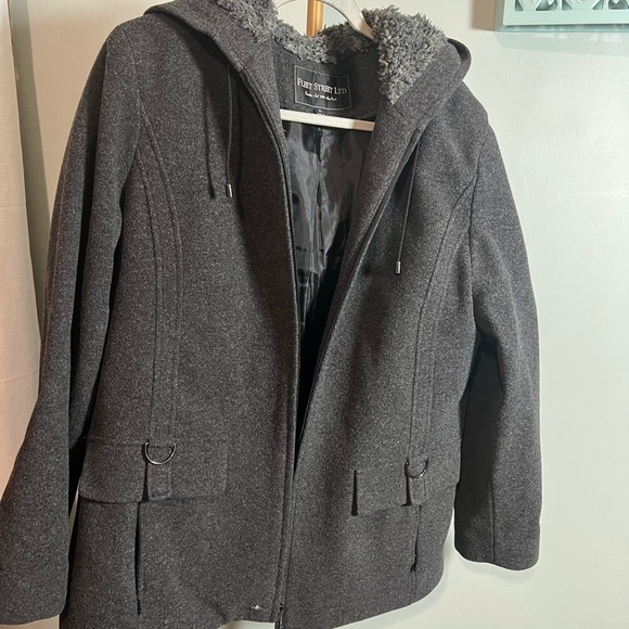Fleet Street Jackets & Blazers - Fleet Street LTD London 80% WoolGray Utility Jacket with Hood and Zipper Closure
